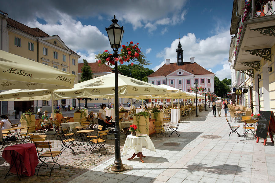 Outdoors Restaurant in Tartu Town Hall Square Photograph by Aivar Mikko