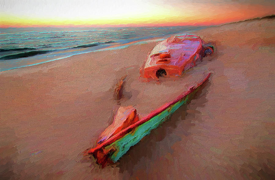 Outer Banks Beached Beauty at Sunrise AP Painting by Dan Carmichael