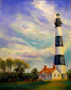 Lighthouse Painting - Outer Banks Lighthouse by Lynee Sapere