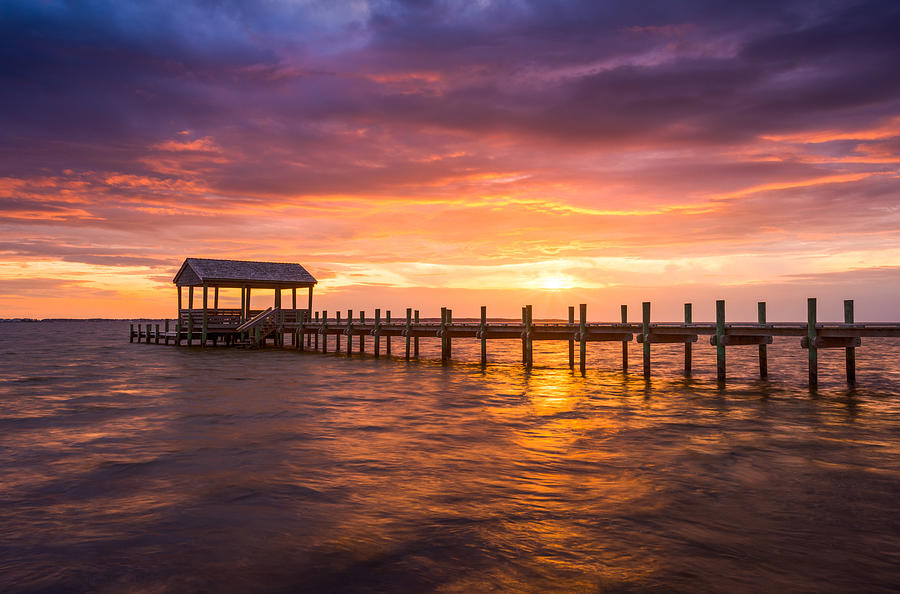 Sunset Photograph - Outer Banks North Carolina Nags Head Sunset NC Scenic Landscape by Dave Allen