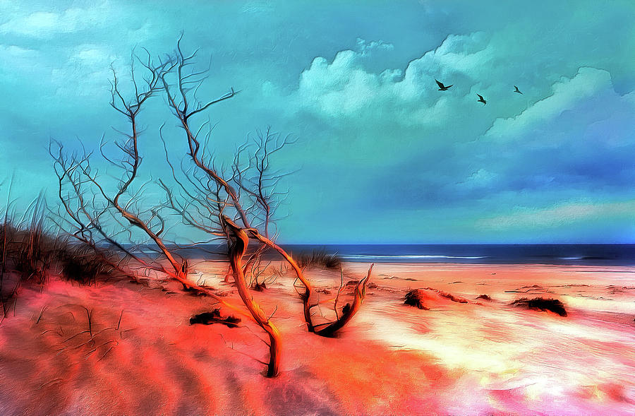 Outer Banks Stormy Flight at Sunrise AP Digital Art by Dan Carmichael