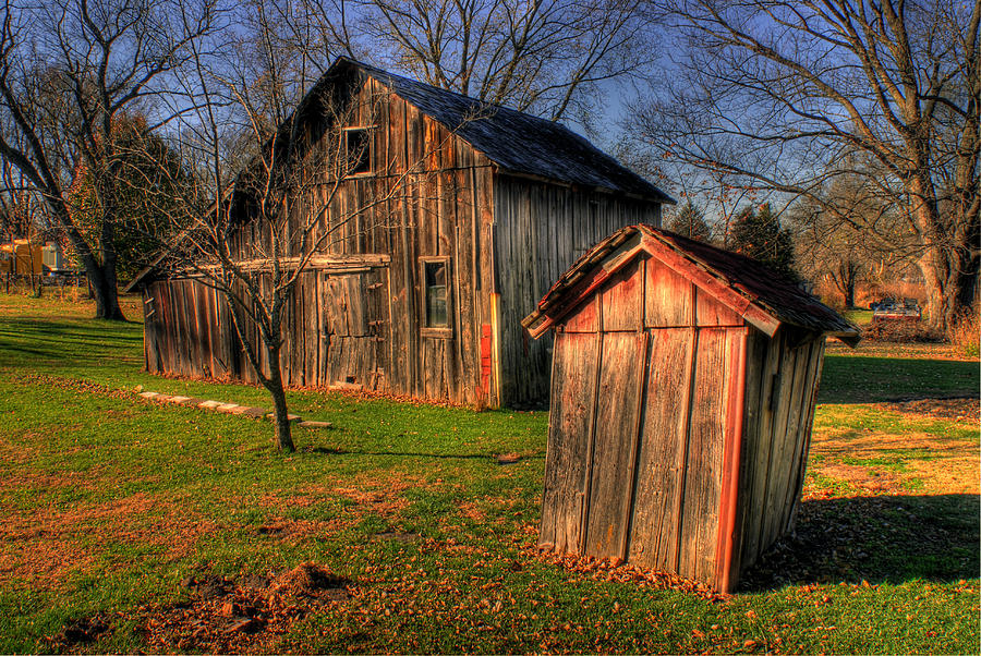 Outhouse and Barn Photograph by Don Wolf