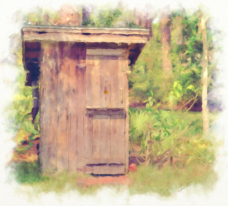 Vintage Painting - Outhouse by L Wright