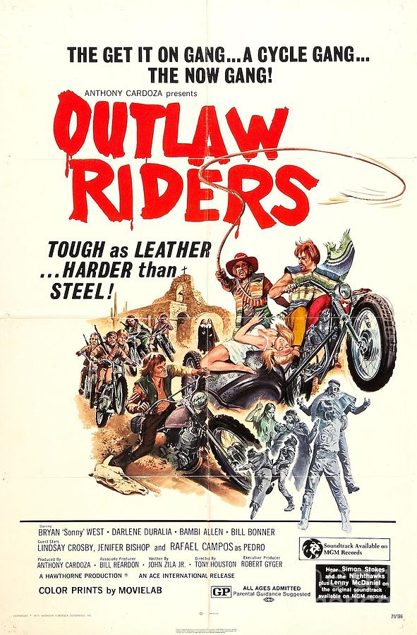 Outlaw Riders Tough as Leather Harder than Steel biker movie poster Painting by Vintage Collectables