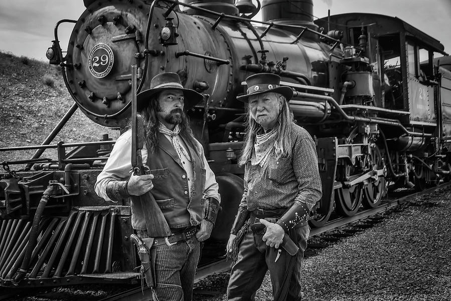 Outlaws With Old Steam Train Photograph by Garry Gay
