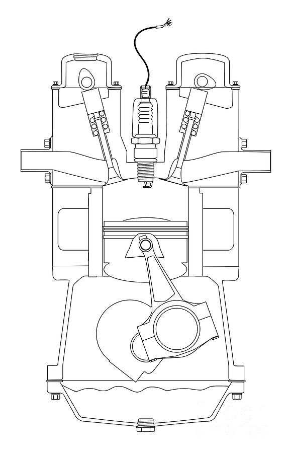 Outlind Drawing Petrol Engine