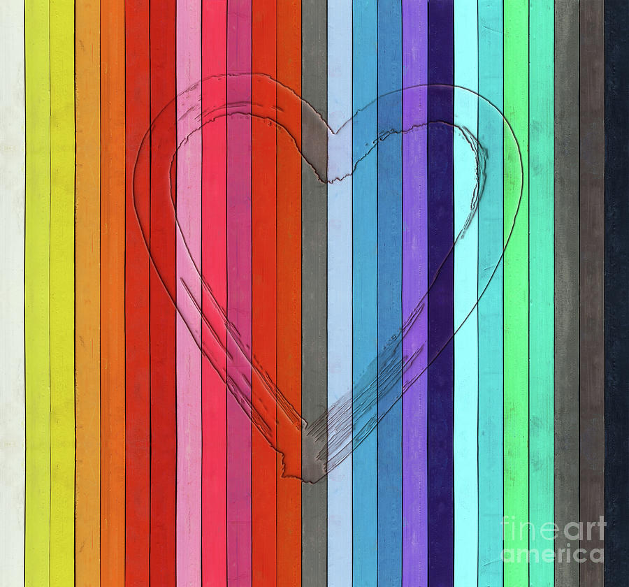 Outline of a heart shape on color pastels Digital Art by Michal Boubin