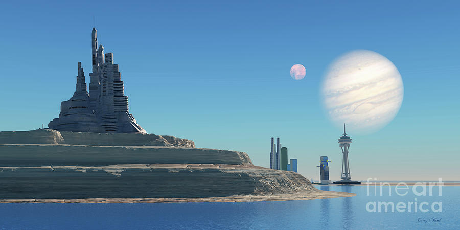 Outpost on Ganymede Digital Art by Corey Ford