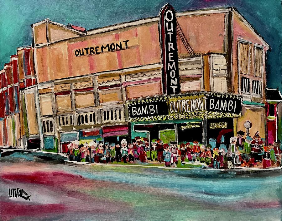 Outremont Theater in the 1960sStanding in Line Painting by Michael Litvack