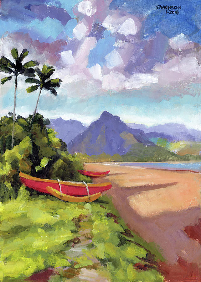 Outrigger Beach Painting By Douglas Simonson