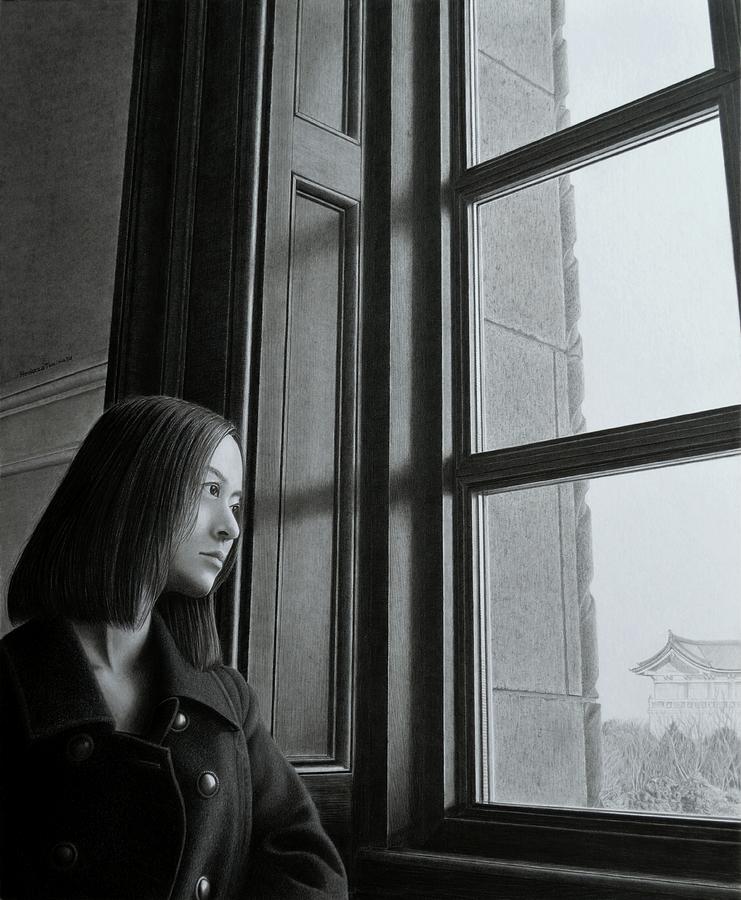 Black And White Painting - Outside of the Window, Inside of the Mind by Hirokazu Tomimasu