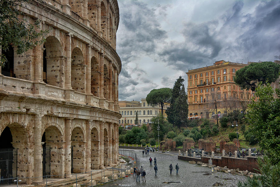 Outside The Colosseum In Rome Photograph