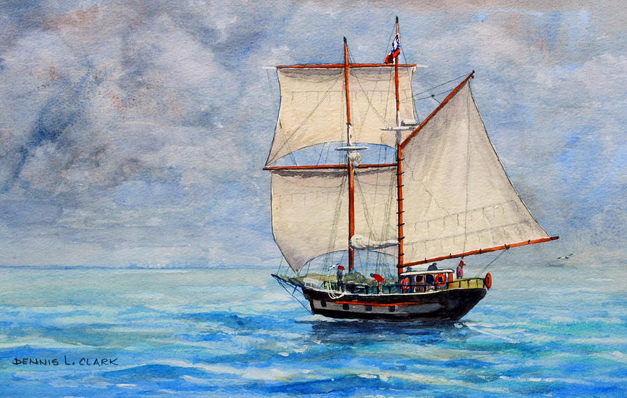 Sailing Painting - Outward Bound by Dennis Clark Sailing Painting - Outward Bound by Dennis Clark