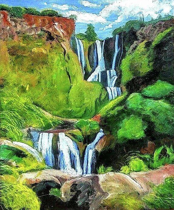 Ouzoud Waterfalls Painting by Imad Elbaz Art - Pixels