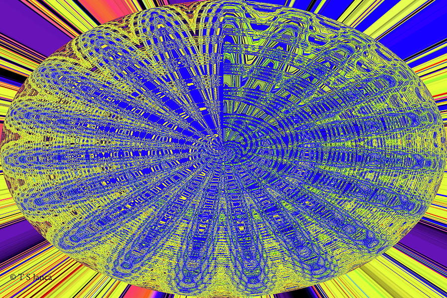 Oval Blue Digital Fan Digital Art by Tom Janca