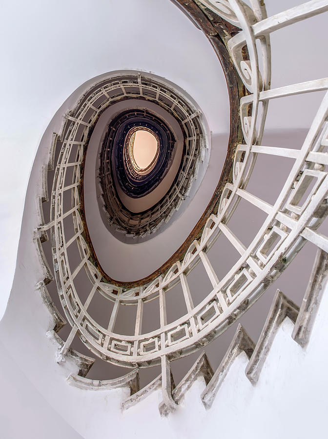 Oval staircase in light tones Photograph by Jaroslaw Blaminsky