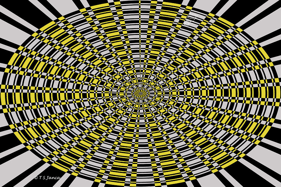 Oval Yellow And Black Abstract Digital Art by Tom Janca