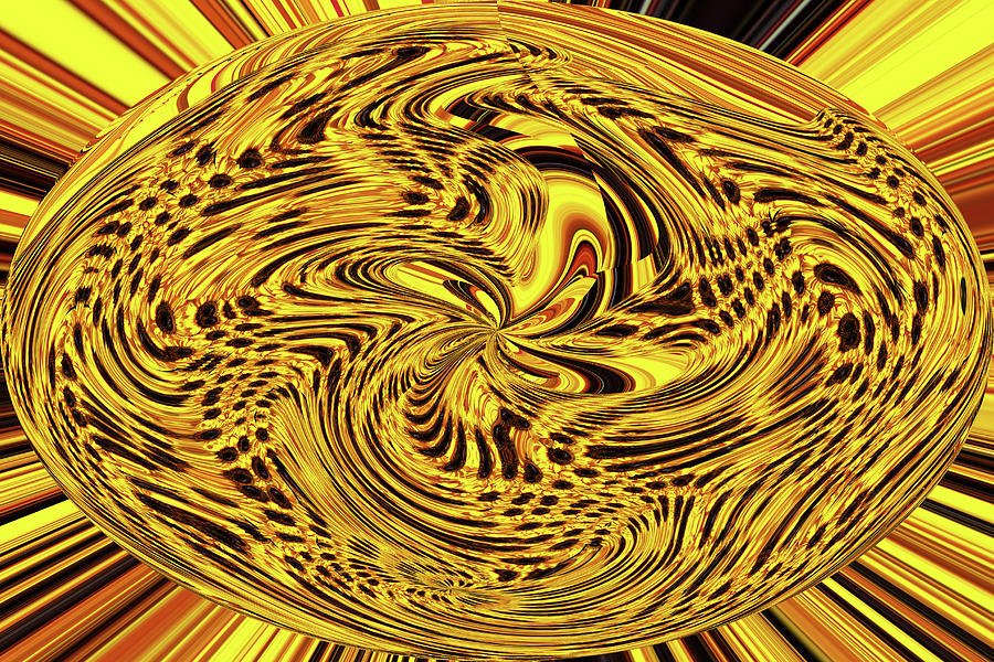 Oval Yellow And Gold Mix Abstract Digital Art by Tom Janca