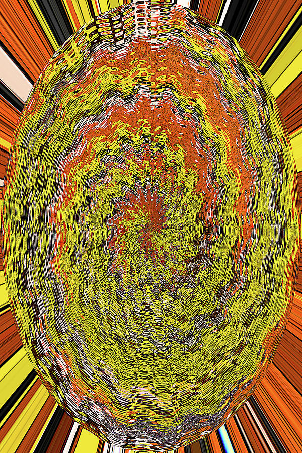 Oval Yellow Orange Black And White Abstract Digital Art by Tom Janca