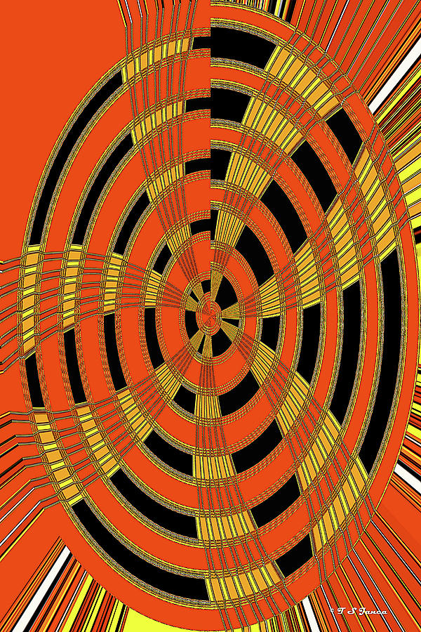 Oval Yellow Orange Black And White Abstract,#5 Digital Art by Tom Janca