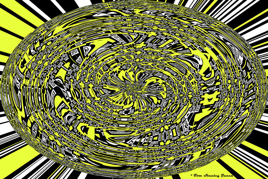 Oval Yellow Red And Black Abstract Digital Art by Tom Janca