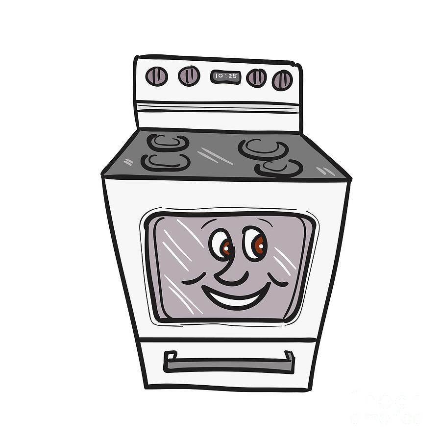 Oven Smiley Face Cartoon Digital Art by Aloysius Patrimonio