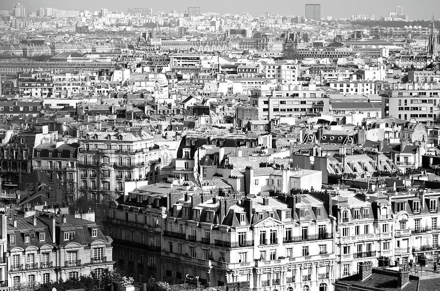 Over Paris Rooftops Black and White Photograph by Shawn OBrien