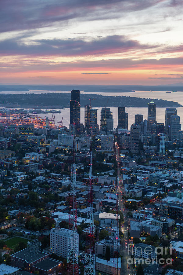 Over Seattle  The View Up Madison Street at Sunset Photograph by Mike Reid