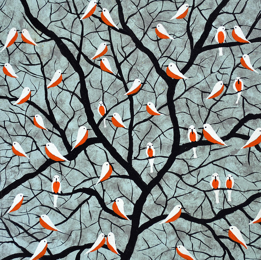 Bird Painting - Over the branches by Sumit Mehndiratta