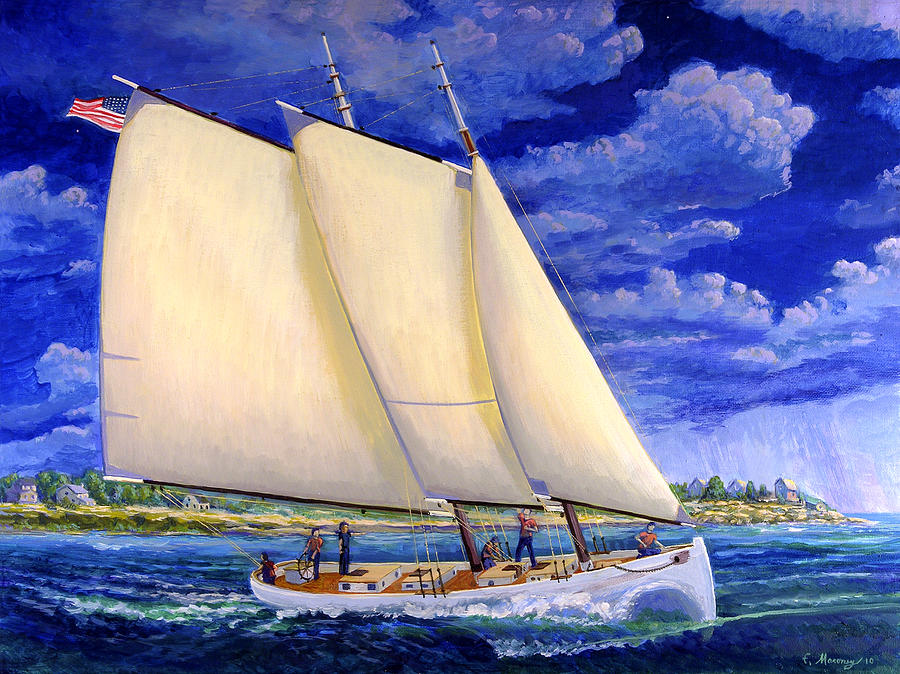 Boat Painting - Over the Breakwaters by Frank Maroney
