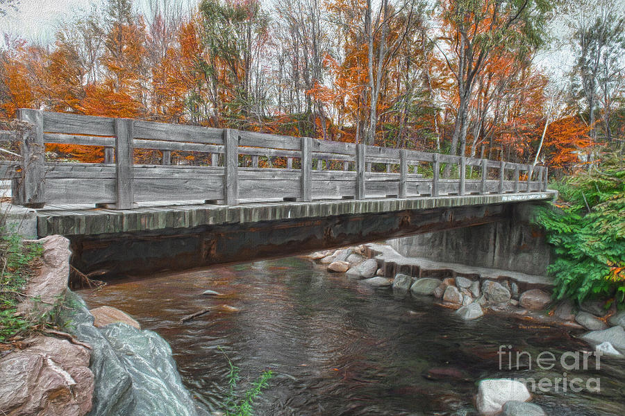 Fall Painting - Over The Bridge Into The Woods by Deborah Benoit