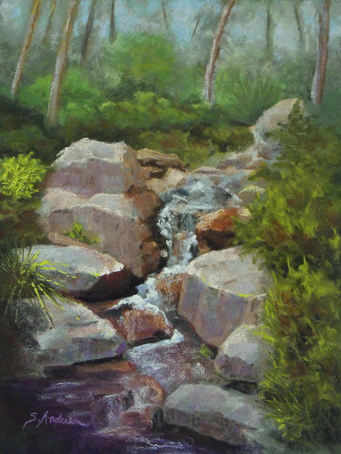 Landscape Painting - Over the Falls by Shirley  Anderson