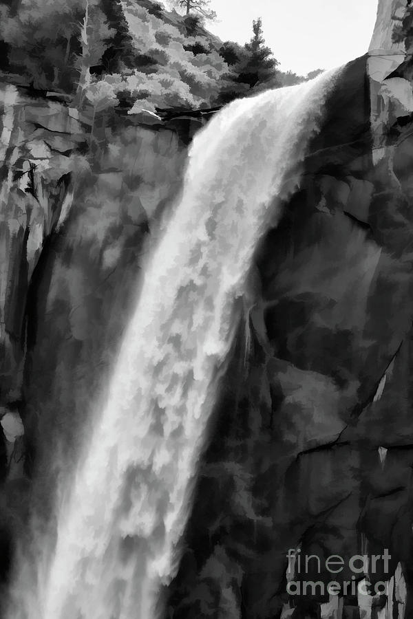 Over the Falls Yosemite BW Photograph by Chuck Kuhn