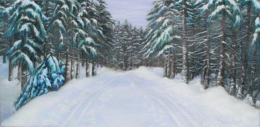 Snow Tracks Painting by Rebecca Hauschild
