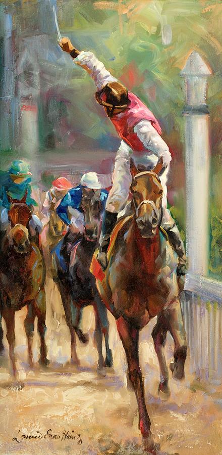 Horse Painting - Over The Line by Laurie Snow Hein