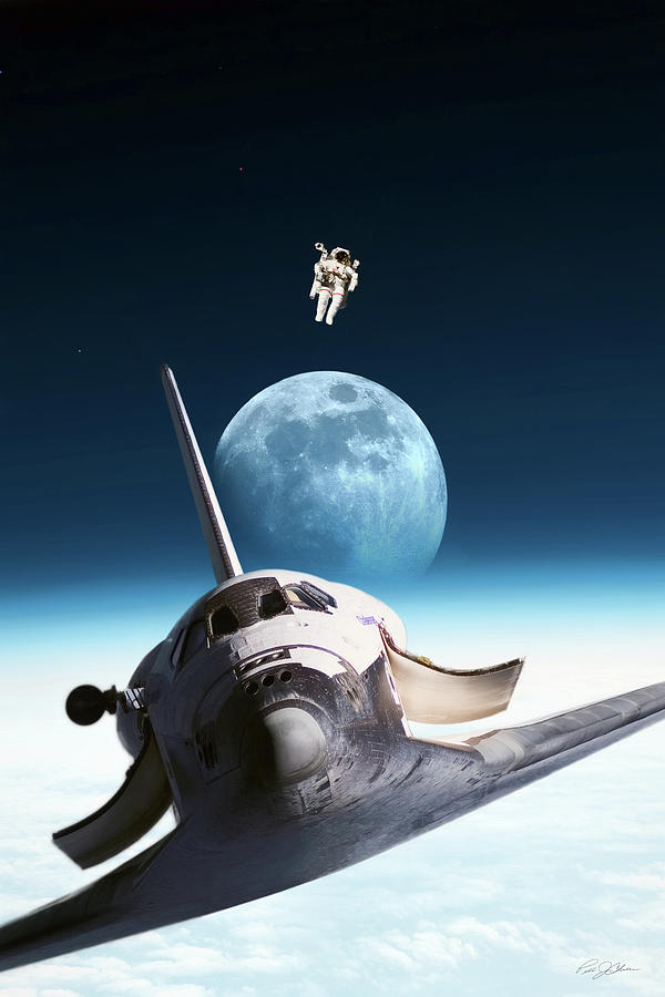 Over The Moon - Bruce McCandless Digital Art by Peter Chilelli
