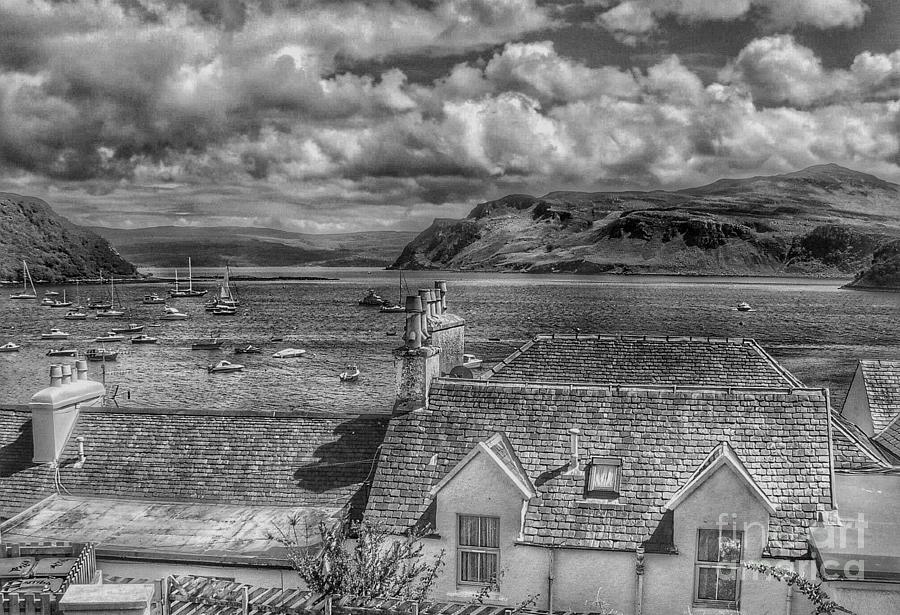 Over The Roof Tops At Portree In Greyscale Photograph by Joan-Violet Stretch