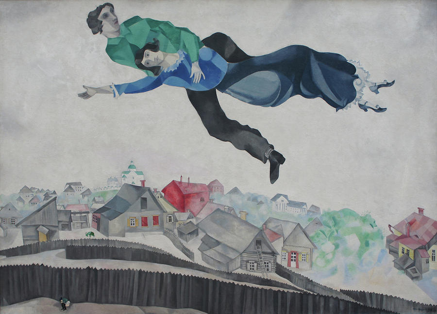 20cmx30cm Quadro in Tela Canvas Pronto da Appendere Marc Chagall Over The Town LaMAGLIERIA FINE Art 
