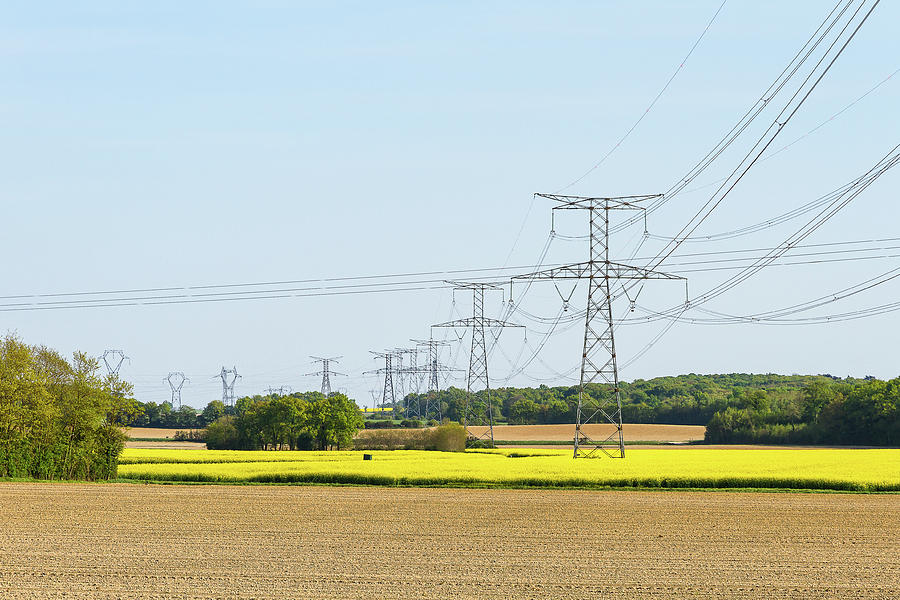 Overhead power lines - 2 - France Photograph by Paul MAURICE