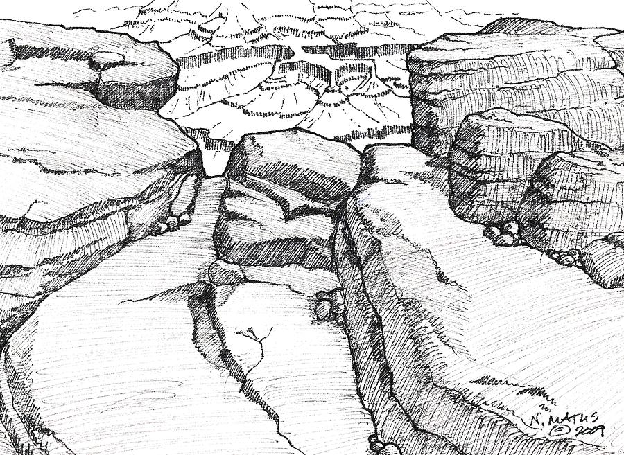 Grand Canyon National Park Drawing - Overlook by Nancy Matus