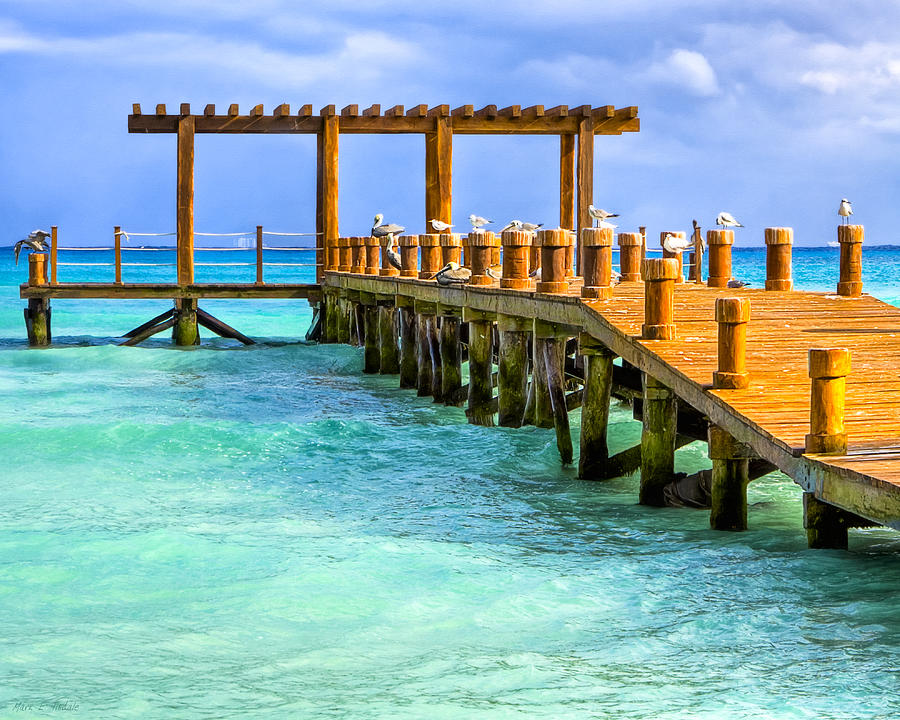 Overlooking A Pier On The Caribbean Sea Photograph by Mark Tisdale