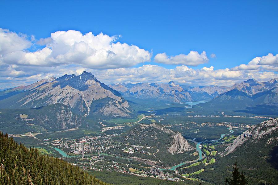 Overlooking Banff from Sulphur Mountain Photograph by Marlin and Laura Hum