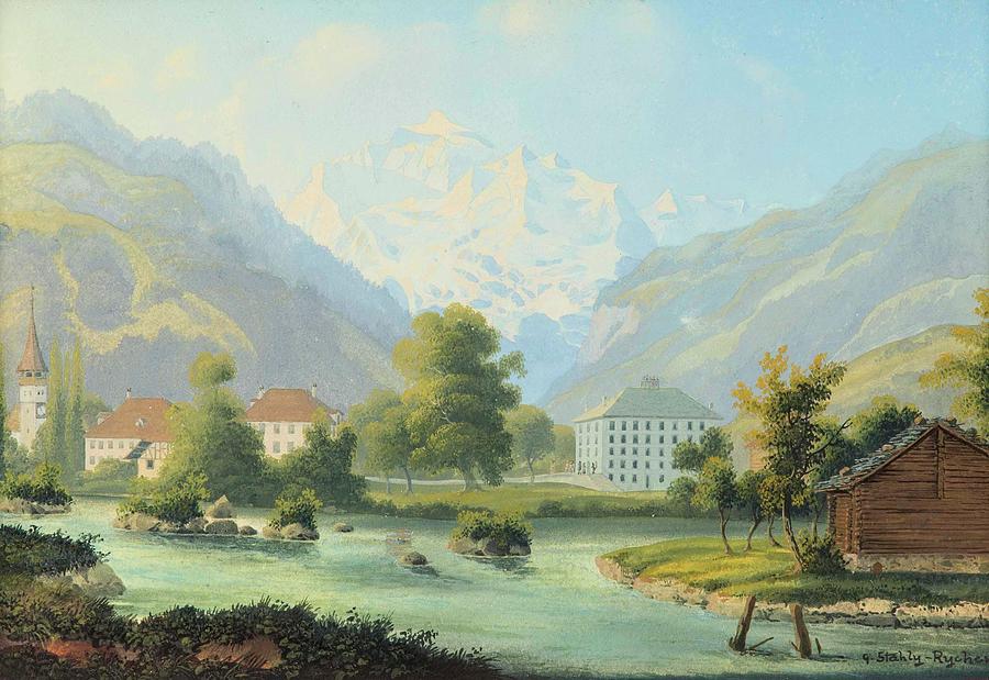 overlooking Interlaken and the Jungfrau Painting by MotionAge Designs