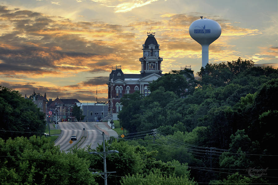 Sunset Photograph - Overlooking Shelbyville IL by Theresa Campbell
