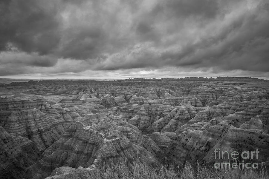 Overlooking The Badlands BW Photograph by Michael Ver Sprill