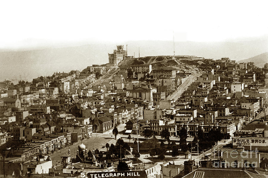 San Francisco Photograph - Overlooking Washington Square Park to Telegraph Hill San Francisco 1890 by Monterey County Historical Society