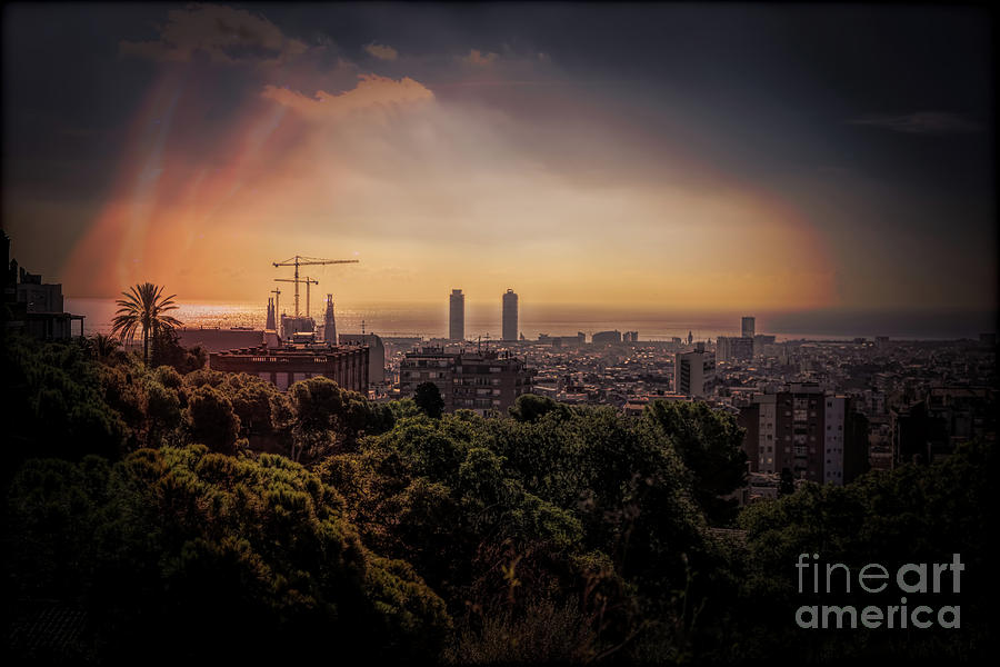 Overview Barcelona Mixed Color  Digital Art by Chuck Kuhn