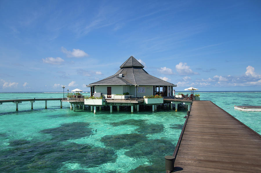 Overwater Restaurant at Maldivian Resort Photograph by Jenny Rainbow