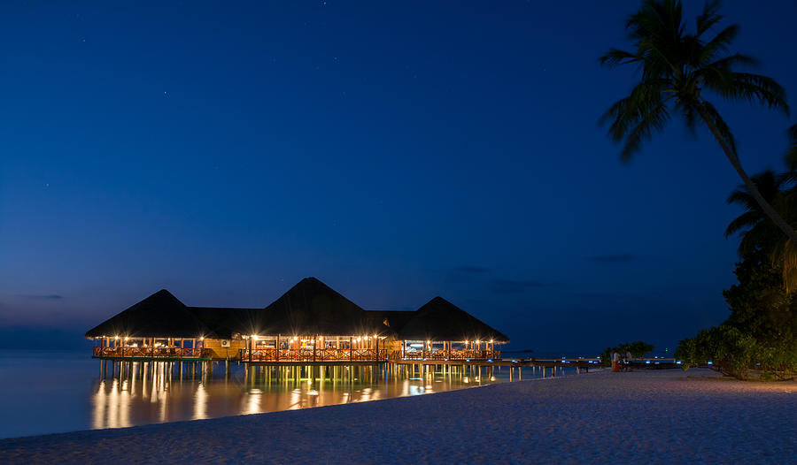 Overwater Restaurant Of An Island Resort In Maldives Photograph By P 