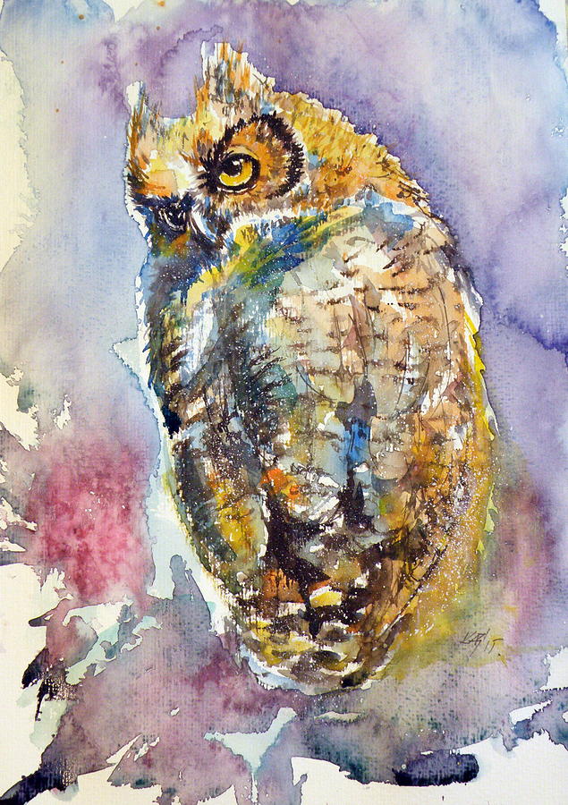 Owl at night II Painting by Kovacs Anna Brigitta